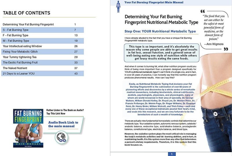 fat burning fingerprint table