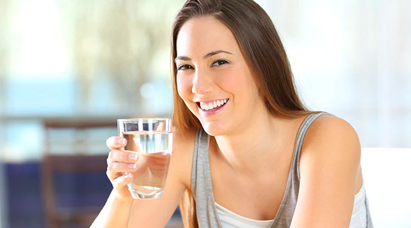 drinking water glass women